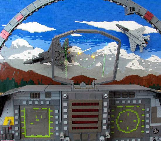 Un F-15 en Lego chassant un MiG 29 vu depuis le cockpit