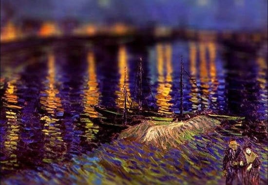 Van Gogh Tilt Shift Nuit étoilée au dessus du Rhone