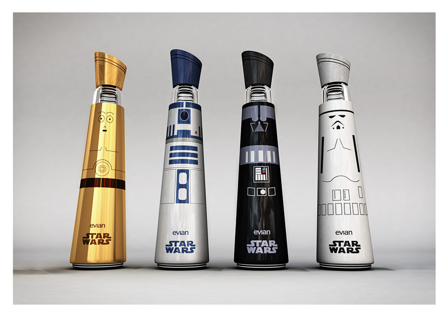 Bouteille d'eau Paladone Star Wars avec Autocollants