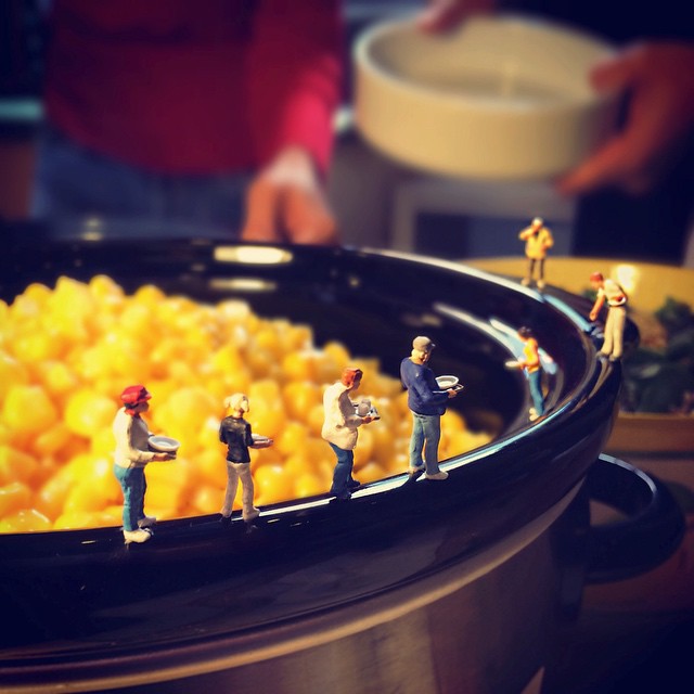Our work stops when the lunch line starts