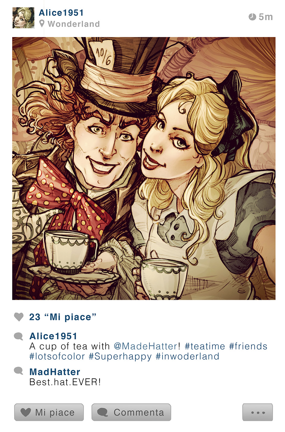 Le Chapelier et Alice - Alice aux Pays des Merveilles - Disney Selfie - Simona Bonafini