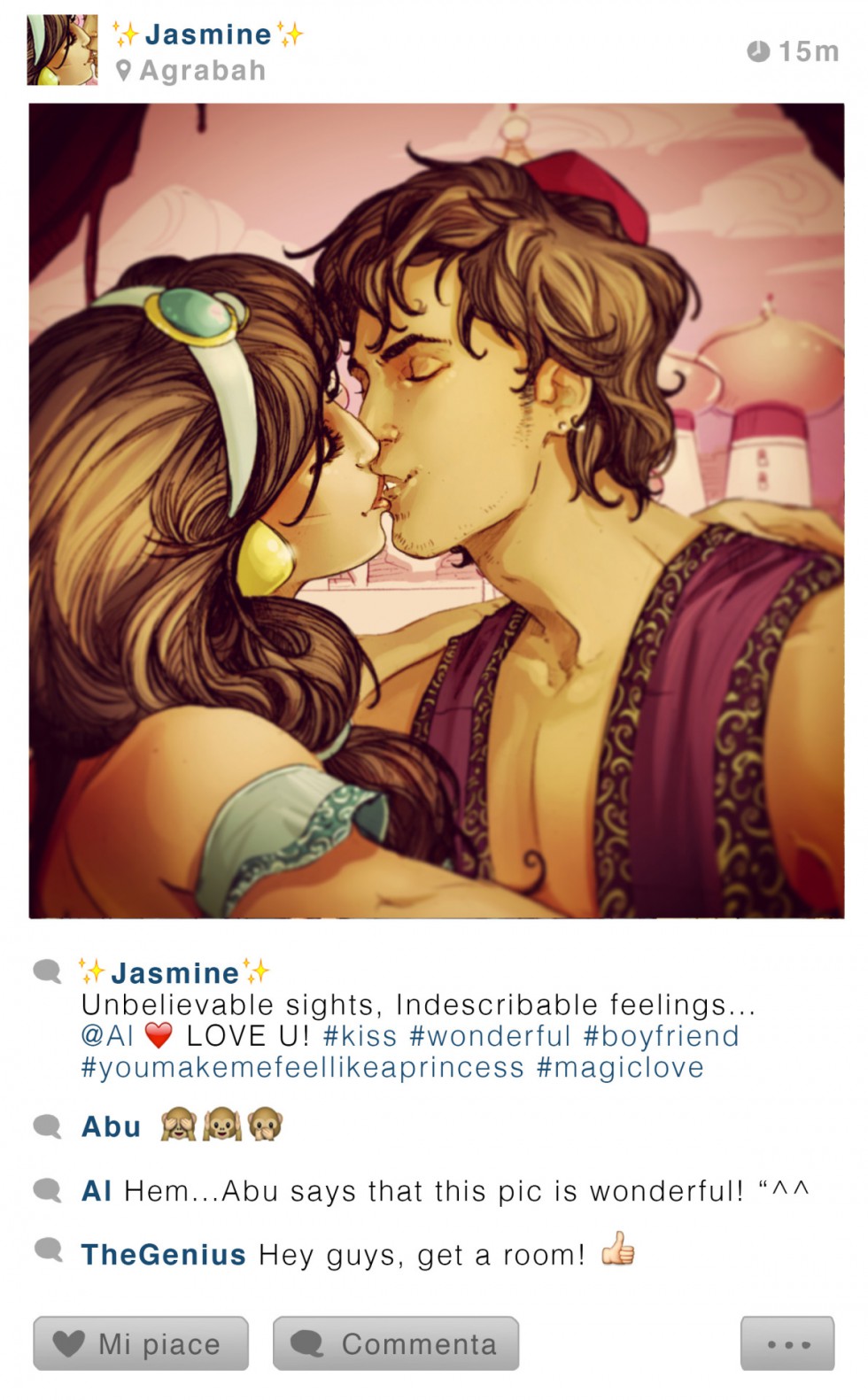 Jasmine et Aladdin - Aladdin - Disney Selfie - Simona Bonafini